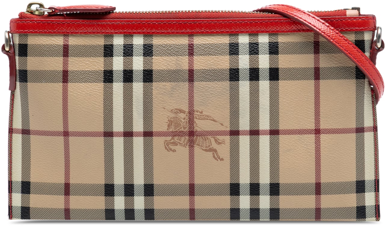 Burberry Haymarket Check Coated Canvas Peyton Crossbody Bruin