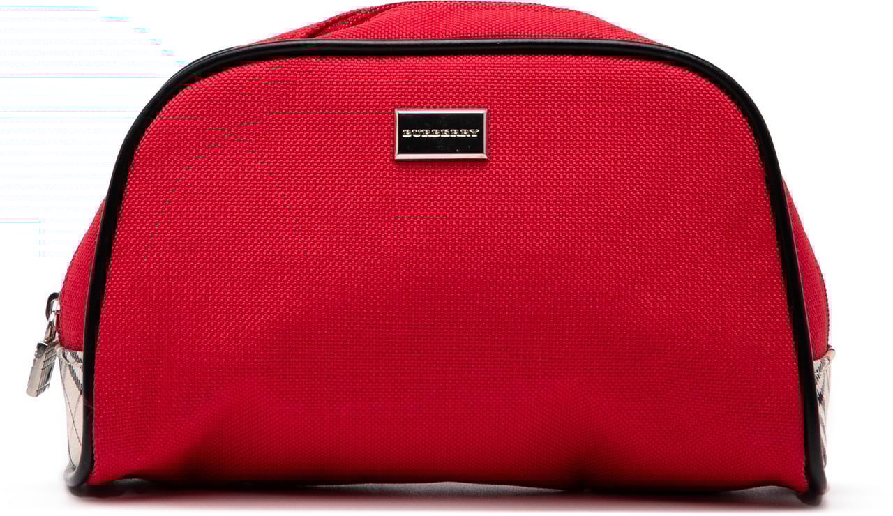Burberry Nova Check Trimmed Canvas Pouch Rood