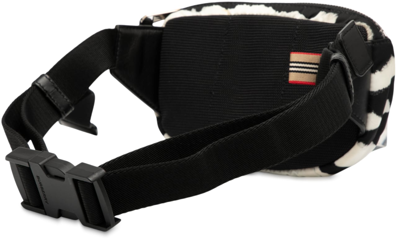 Burberry Zebra Print Nylon Logo Cannon Belt Bag Wit