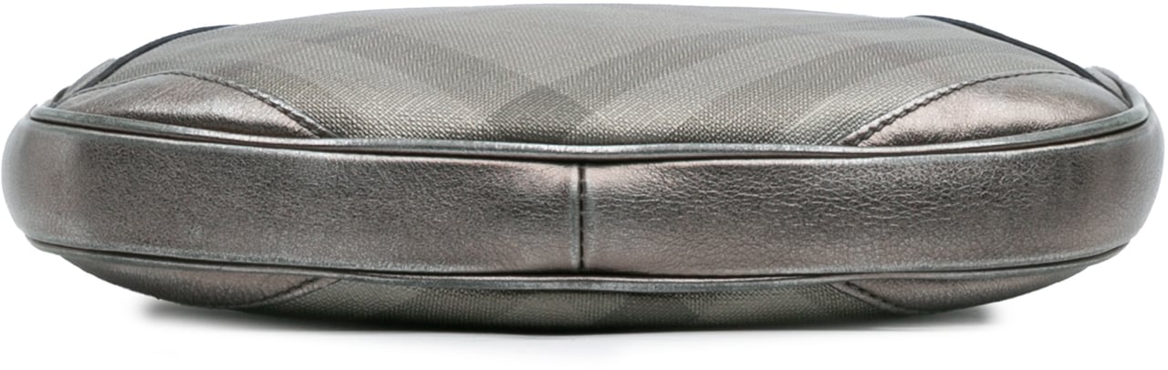 Burberry Shimmer Check Coated Canvas Crossbody Zilver