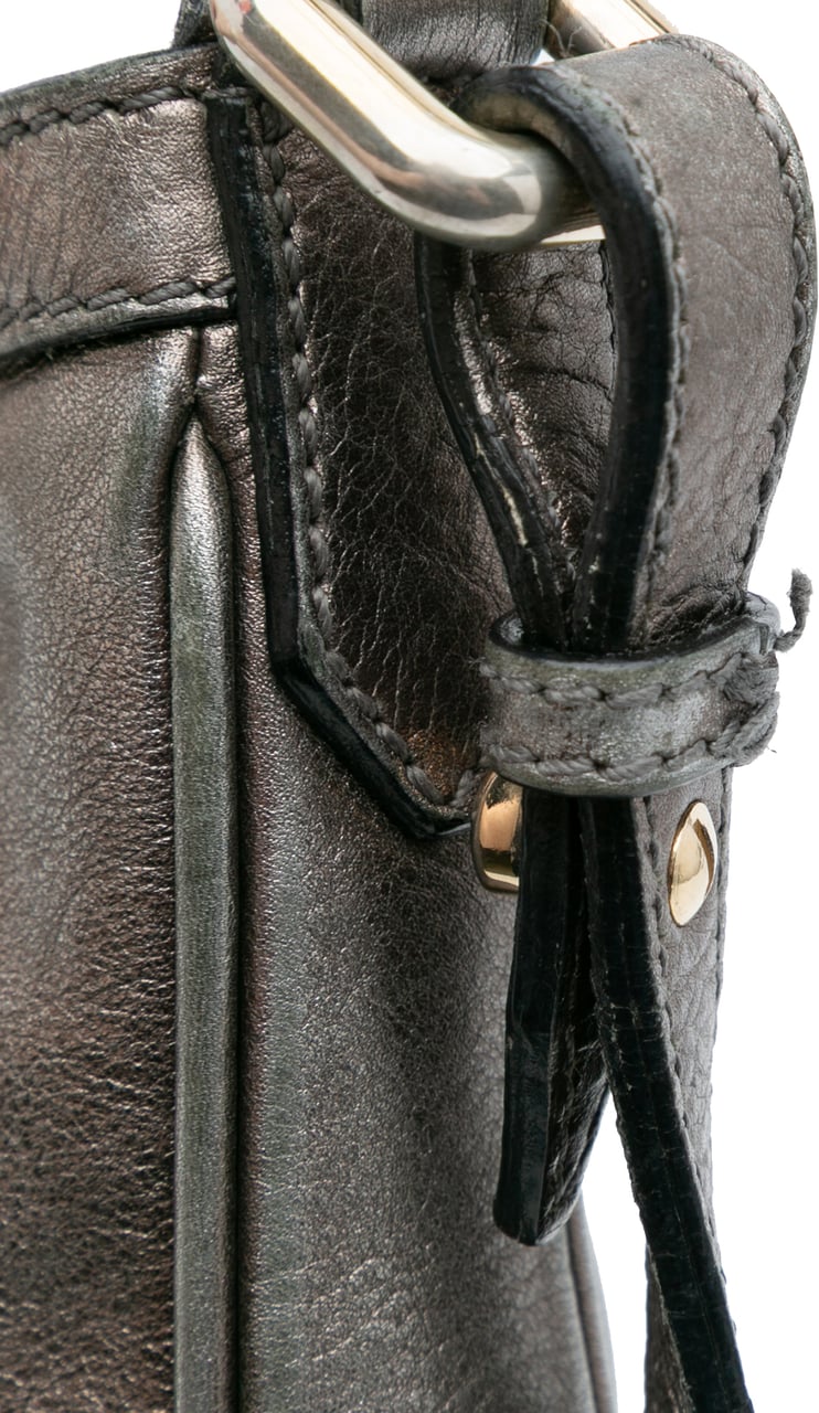 Burberry Shimmer Check Coated Canvas Crossbody Zilver