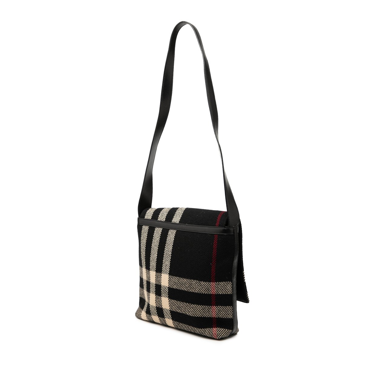 Burberry Mega Check Wool Shoulder Bag Zwart