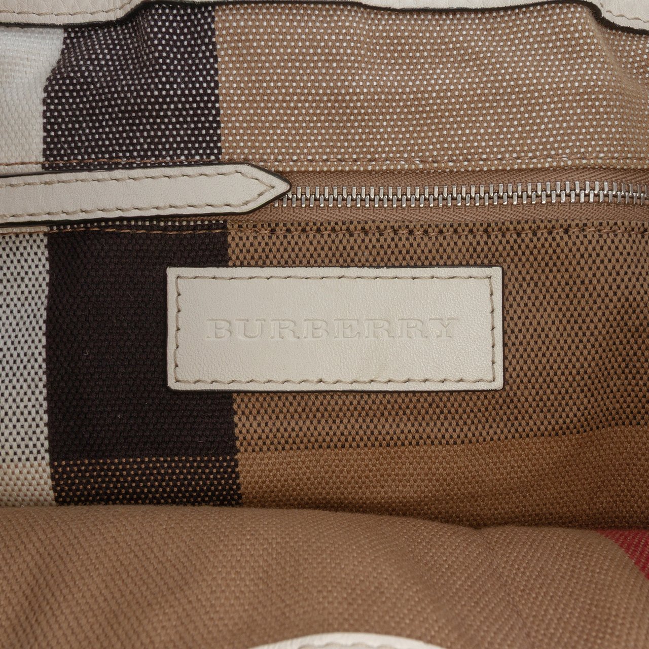 Burberry Medium Leather and House Check Canvas Maidstone Satchel Bruin
