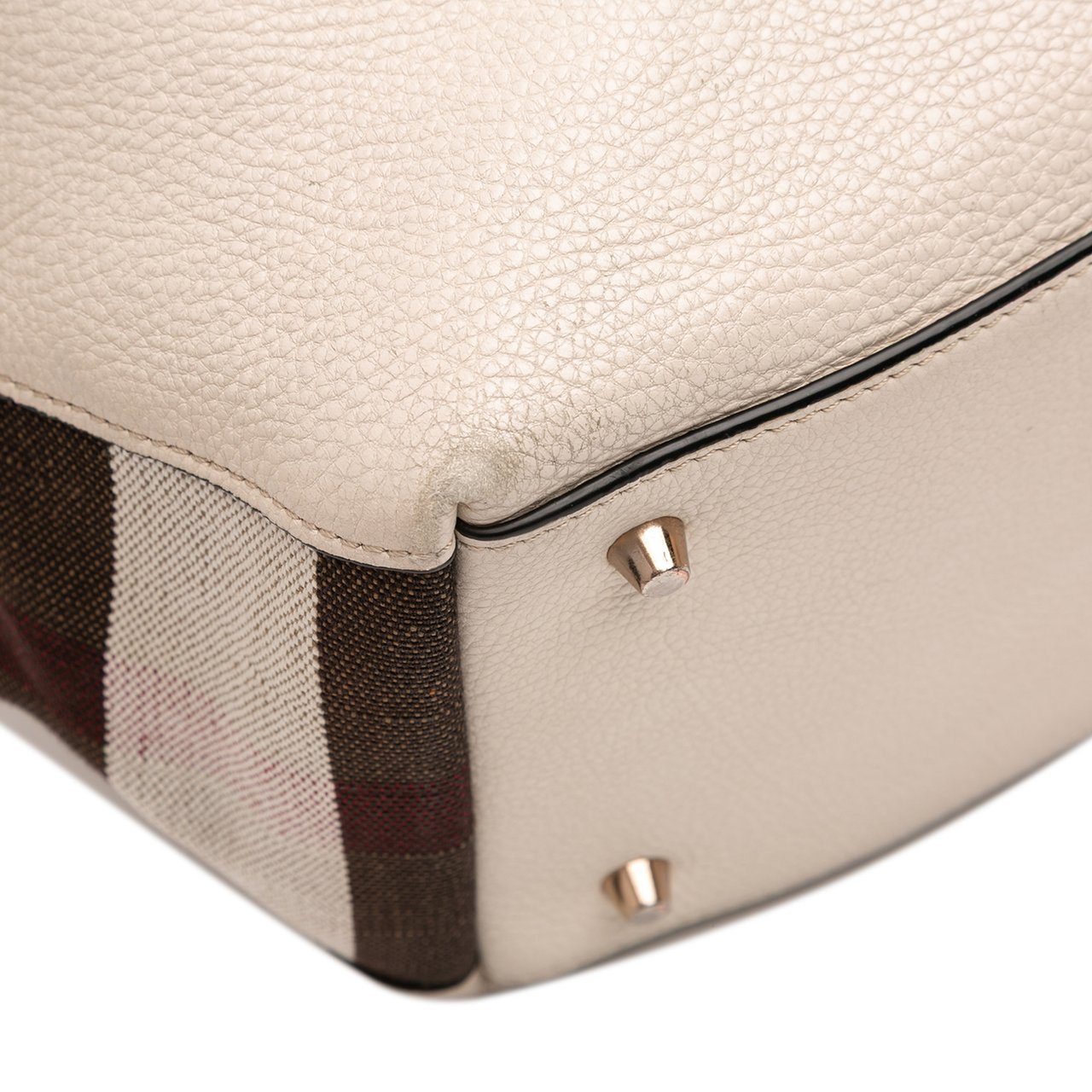 Burberry Medium Leather and House Check Canvas Maidstone Satchel Bruin