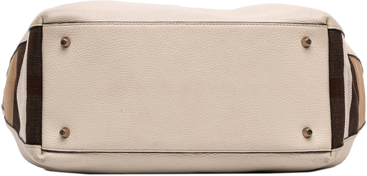 Burberry Medium Leather and House Check Canvas Maidstone Satchel Bruin