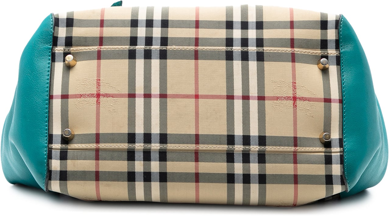 Burberry Small Haymarket Check Canvas and Leather Canterbury Tote Bruin