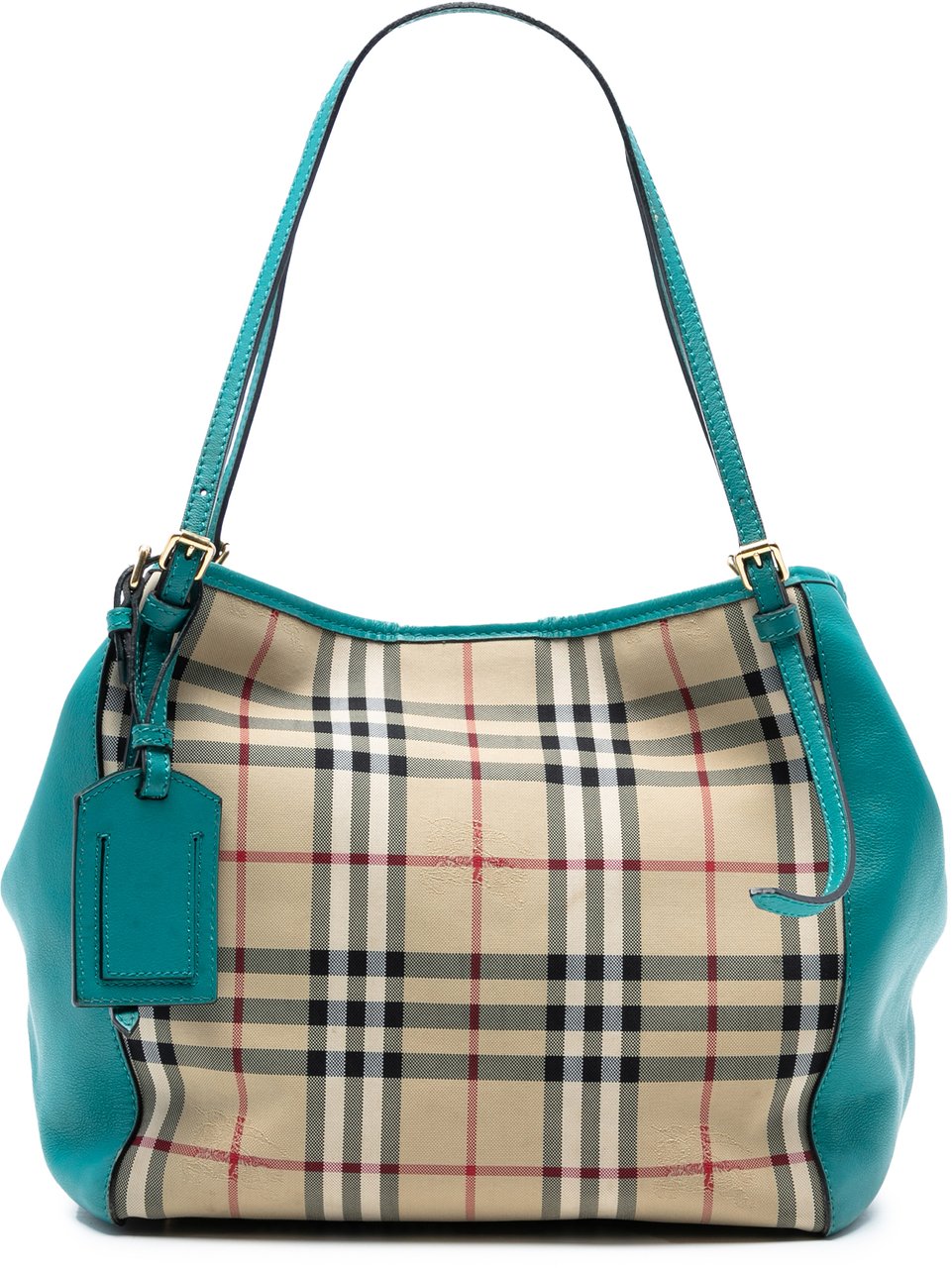 Burberry Small Haymarket Check Canvas and Leather Canterbury Tote Bruin