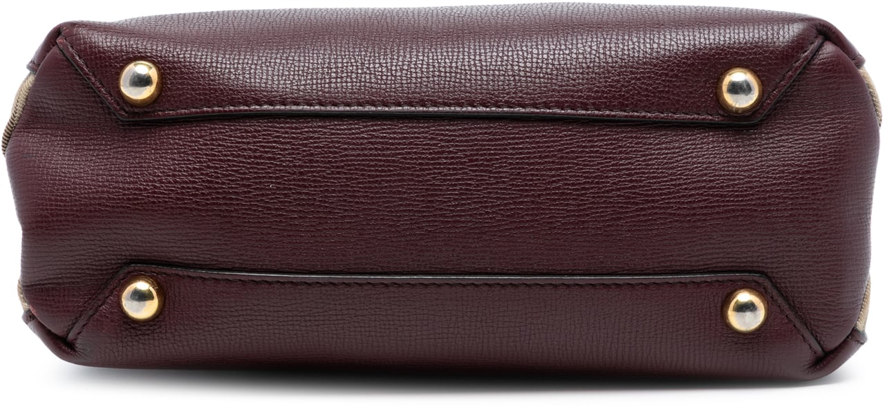 Burberry Small Grainy Calfskin and House Check Banner Satchel Rood