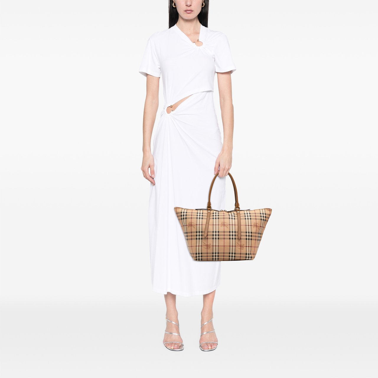 Burberry Medium Haymarket Check Coated Canvas Salisbury Tote Bruin