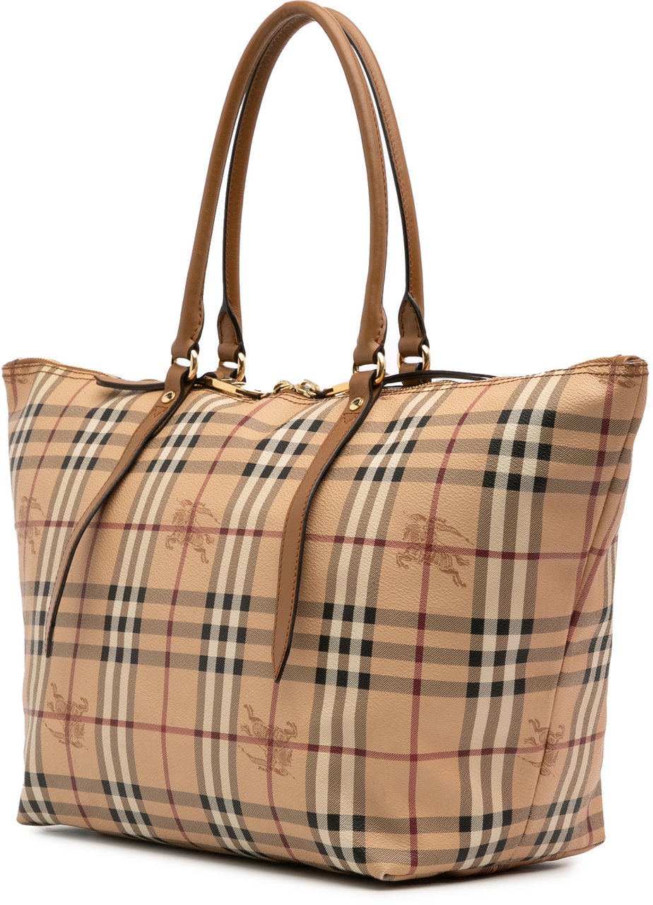 Burberry Medium Haymarket Check Coated Canvas Salisbury Tote Bruin