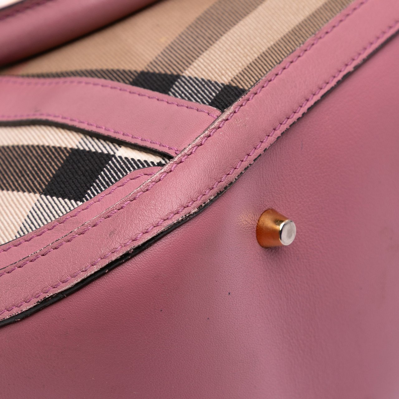 Burberry Small Leather Trimmed House Check Canvas Bridle Orchard Satchel Bruin