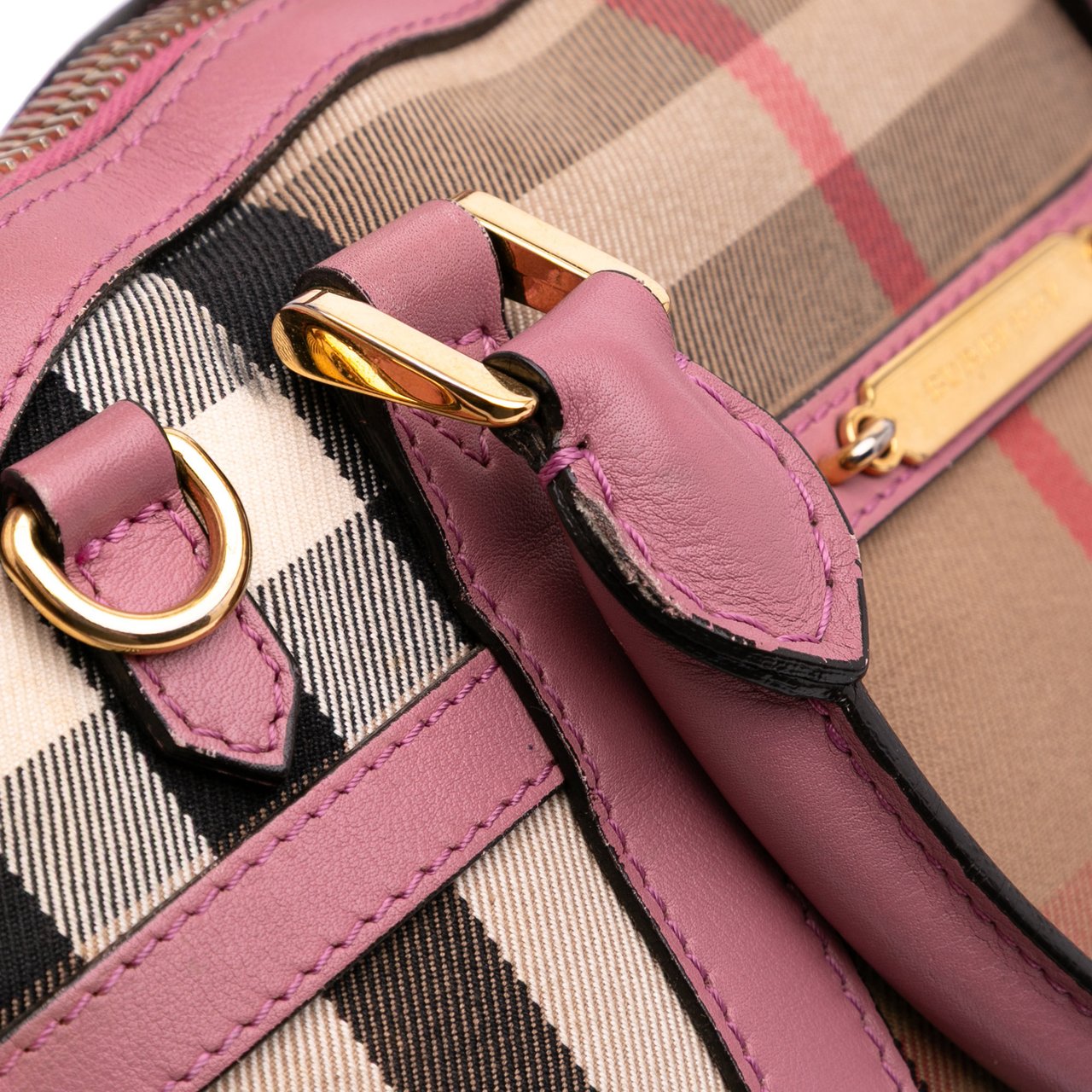 Burberry Small Leather Trimmed House Check Canvas Bridle Orchard Satchel Bruin