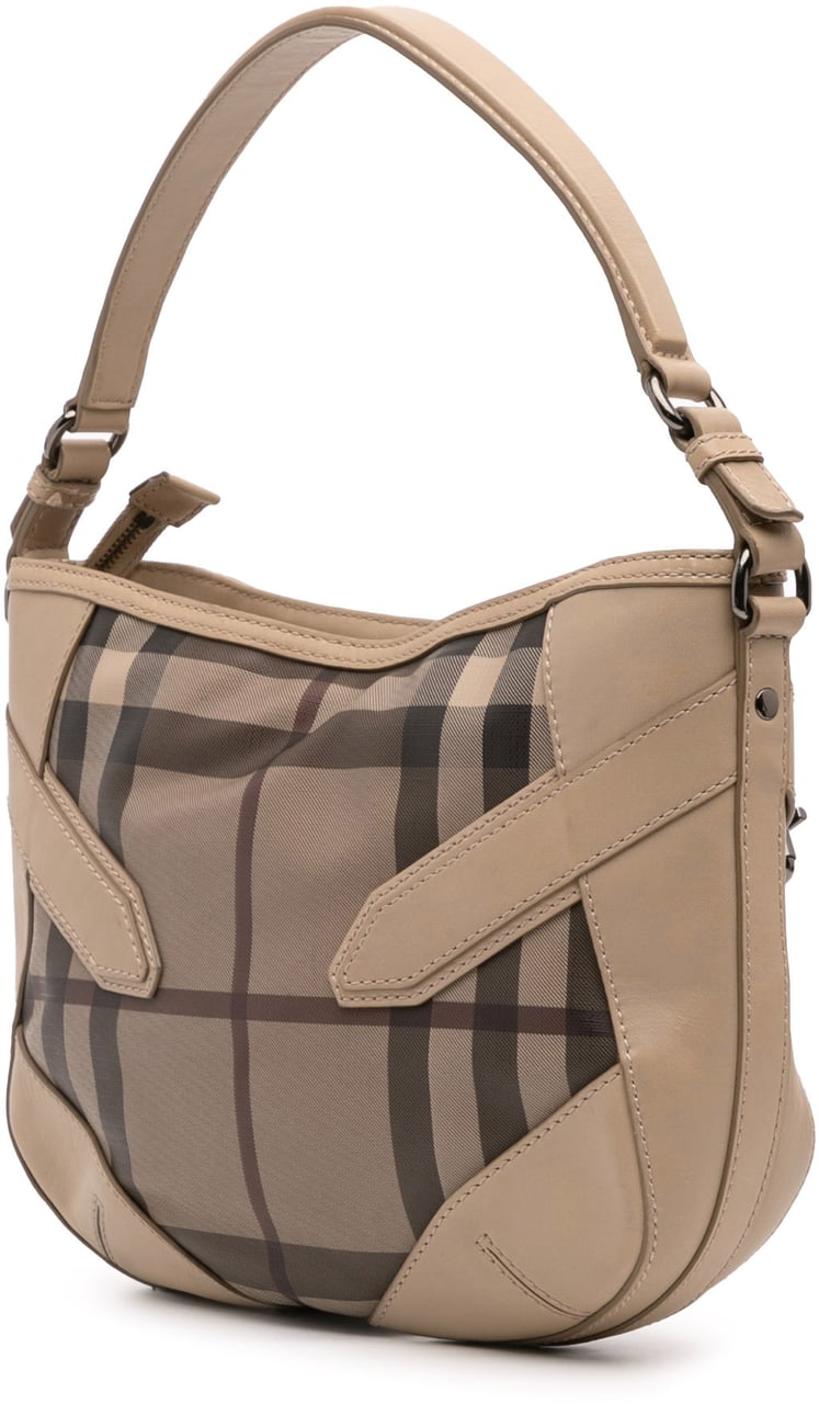 Burberry Smoke Check Coated Canvas and Leather Satchel Bruin