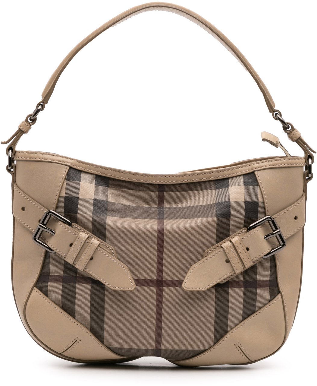 Burberry Smoke Check Coated Canvas and Leather Satchel Bruin