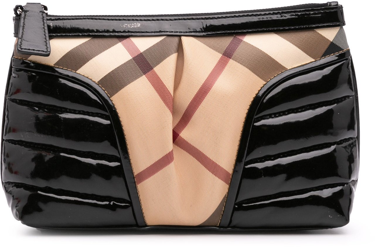 Burberry Supernova Check Coated Canvas Clutch Bruin