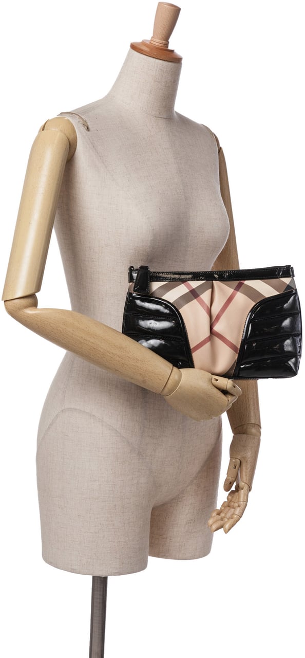 Burberry Supernova Check Coated Canvas Clutch Bruin
