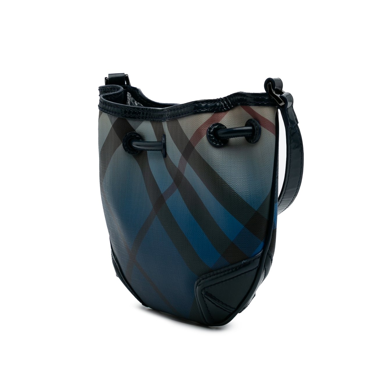 Burberry Supernova Check Coated Canvas Gradient Drawstring Crossbody Blauw
