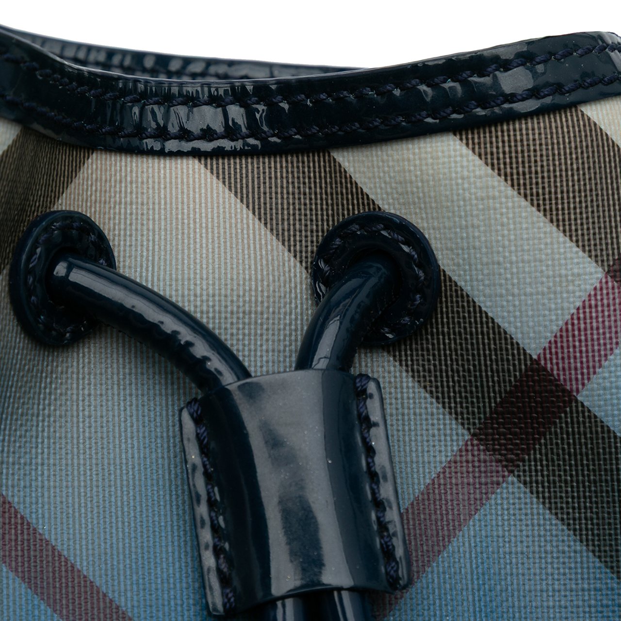 Burberry Supernova Check Coated Canvas Gradient Drawstring Crossbody Blauw