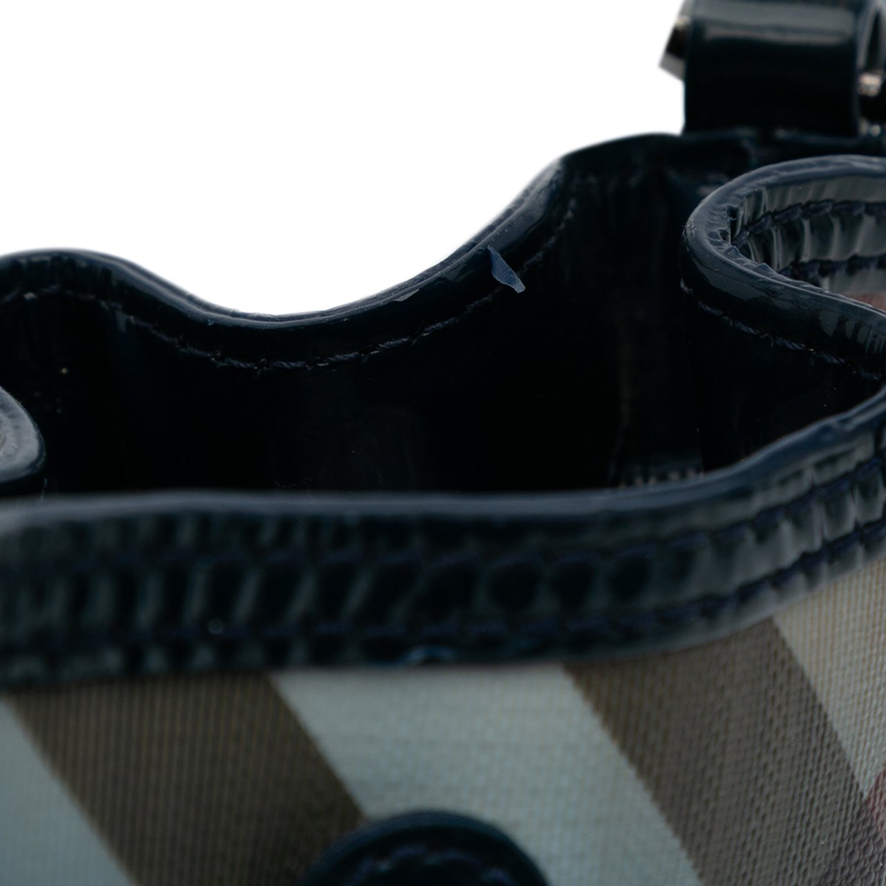 Burberry Supernova Check Coated Canvas Gradient Drawstring Crossbody Blauw