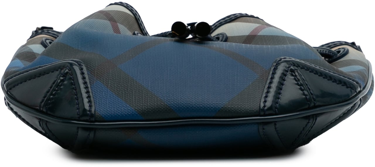 Burberry Supernova Check Coated Canvas Gradient Drawstring Crossbody Blauw