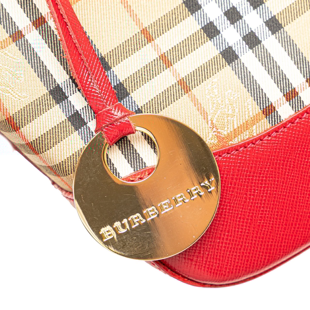 Burberry Haymarket Check Canvas Handbag Bruin