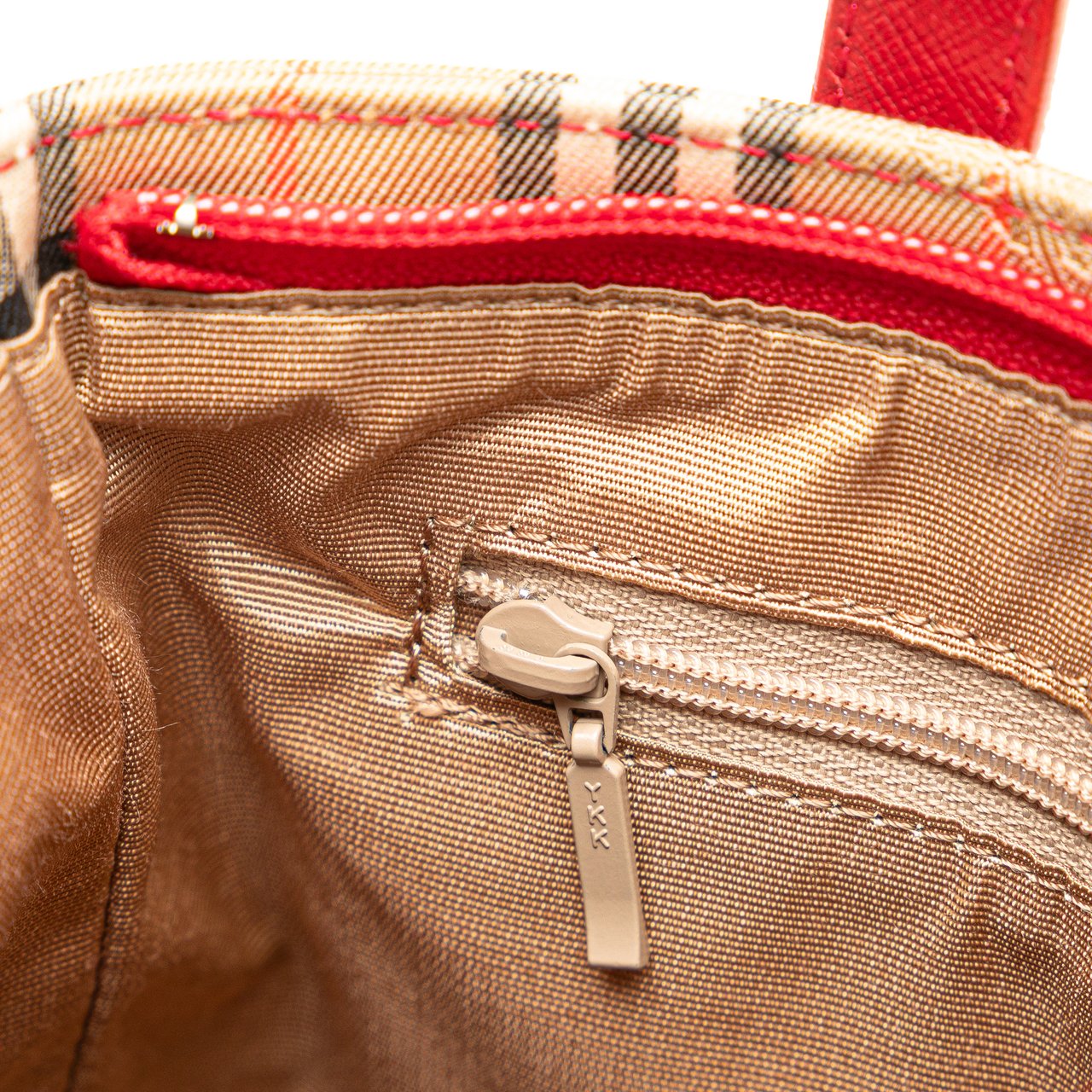 Burberry Haymarket Check Canvas Handbag Bruin