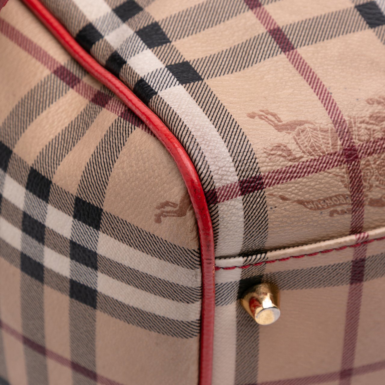 Burberry Small Haymarket Check Coated Canvas Canterbury Tote Bruin