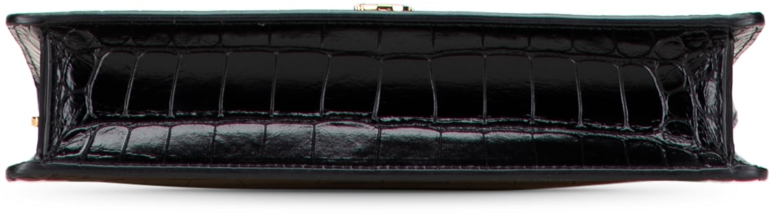 Burberry Small Crocodile Embossed Leather TB Shoulder Bag Zwart