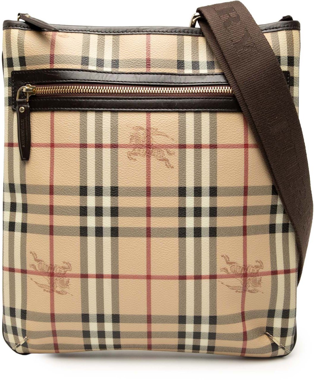 Burberry Haymarket Check Coated Canvas Crossbody Bruin