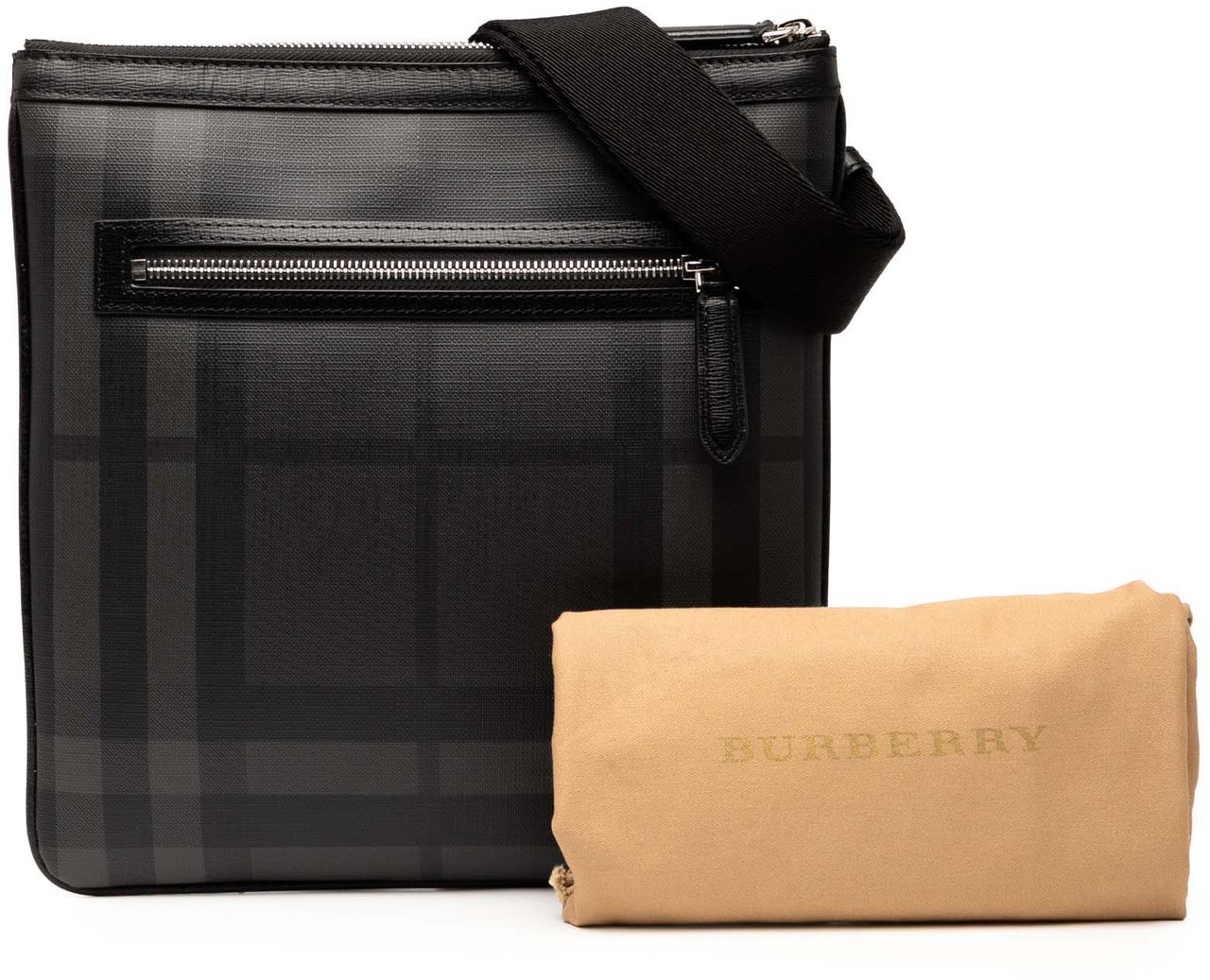 Burberry Smoke Check Coated Canvas Beckley Crossbody Bruin