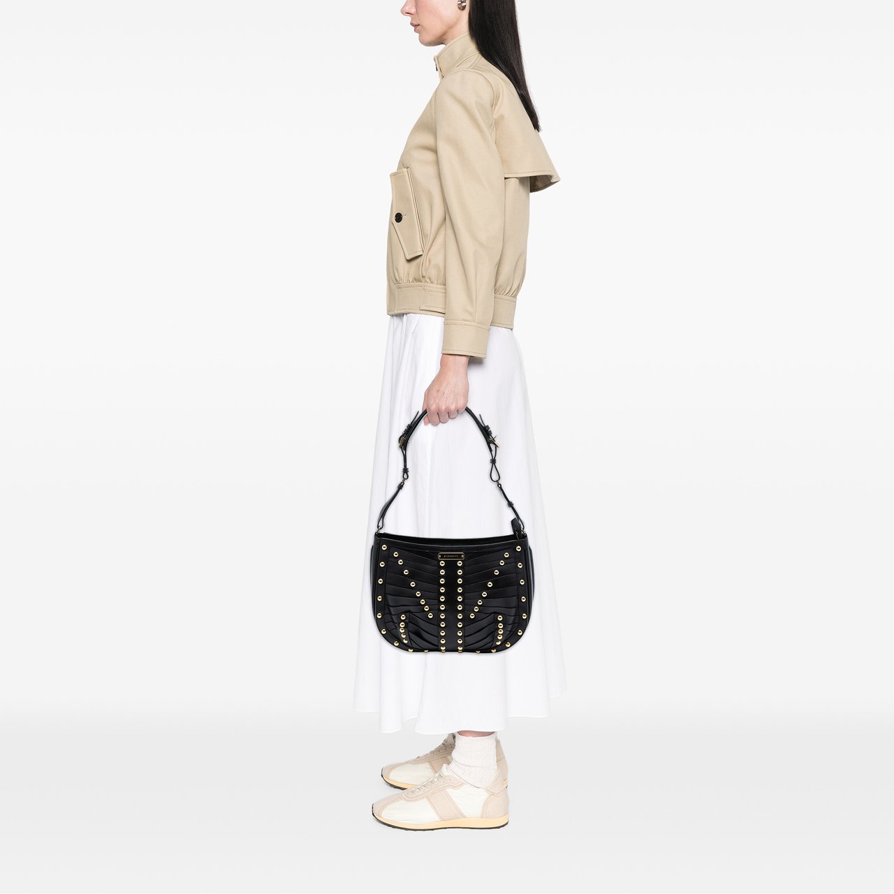 Burberry Studded Leather Shoulder Bag Zwart