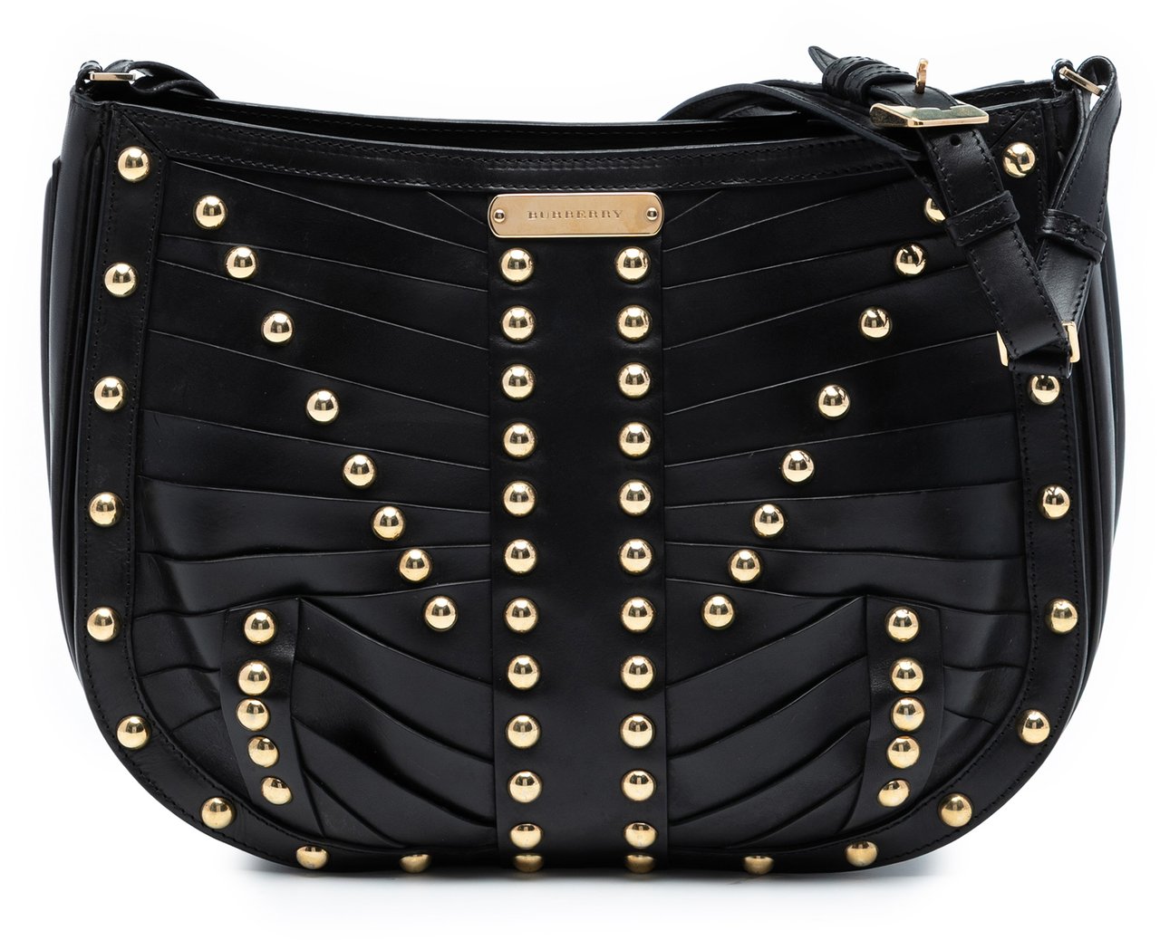 Burberry Studded Leather Shoulder Bag Zwart