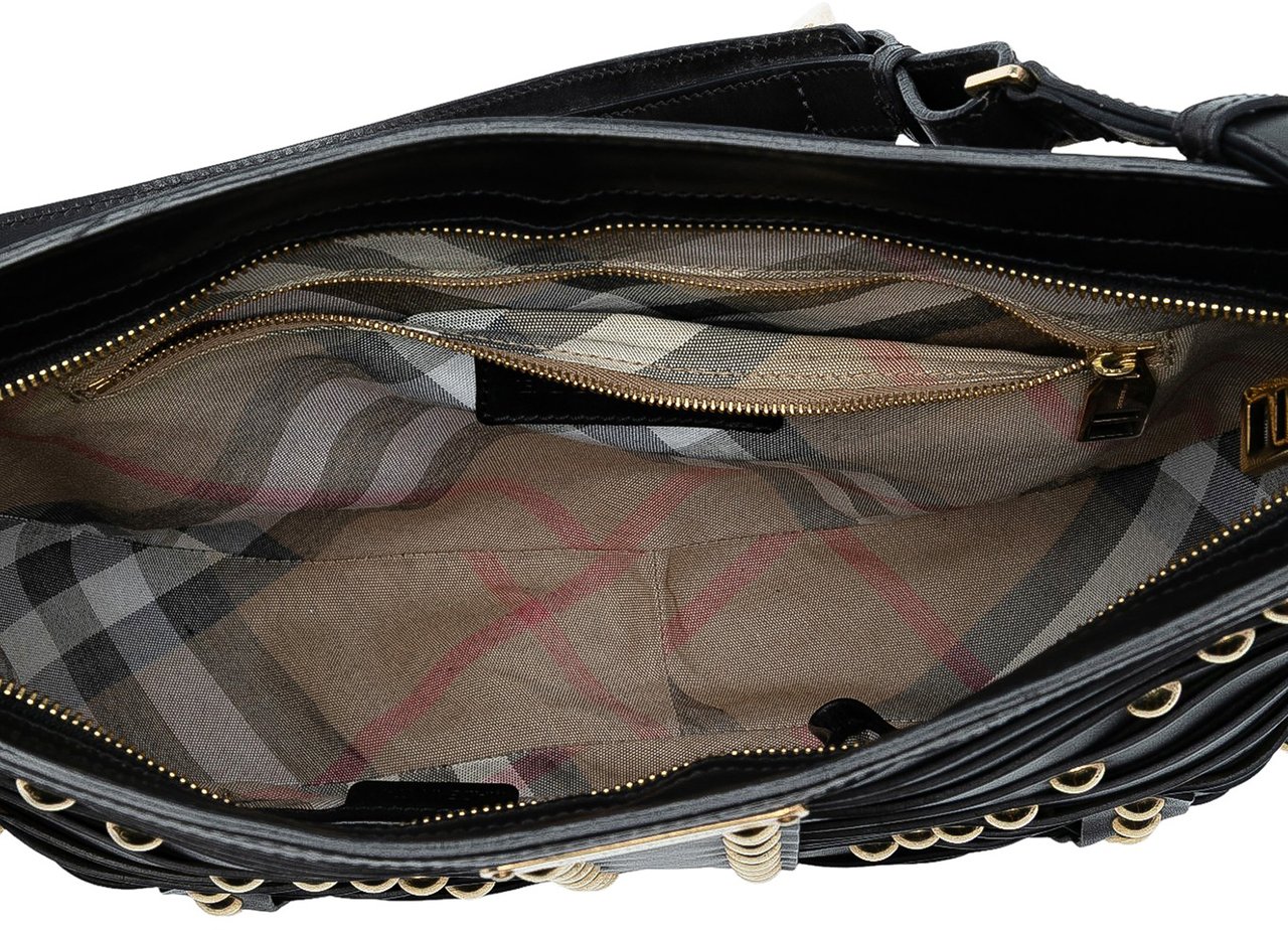 Burberry Studded Leather Shoulder Bag Zwart