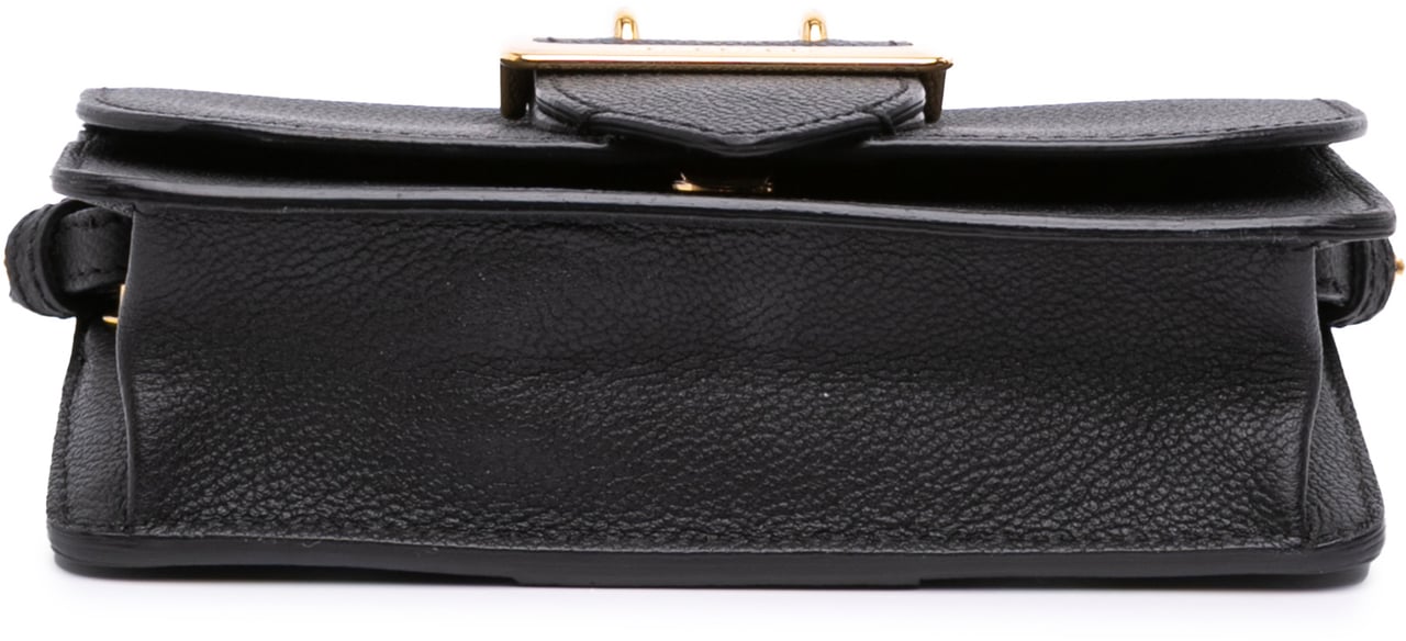 Burberry Mini Soft Grain Calfskin Buckle Crossbody Zwart