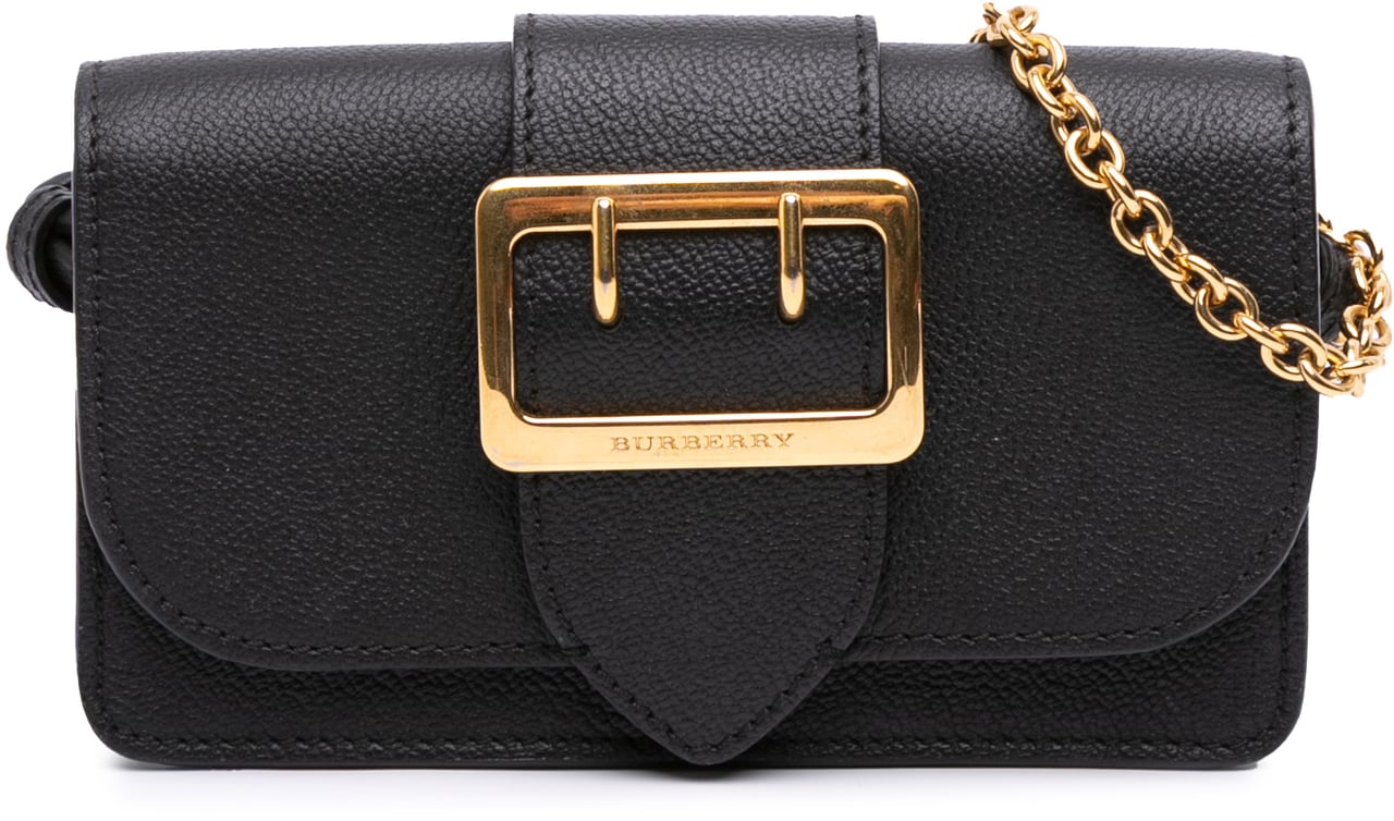 Burberry Mini Soft Grain Calfskin Buckle Crossbody Zwart