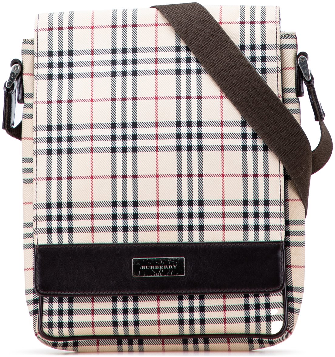 Burberry House Check Canvas Flap Crossbody Bruin