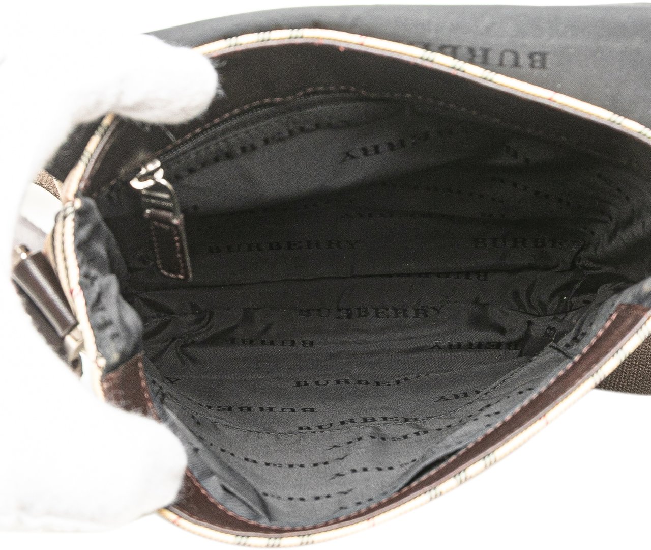 Burberry House Check Canvas Flap Crossbody Bruin