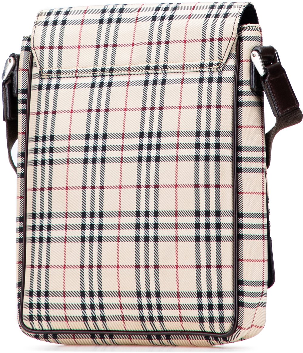 Burberry House Check Canvas Flap Crossbody Bruin