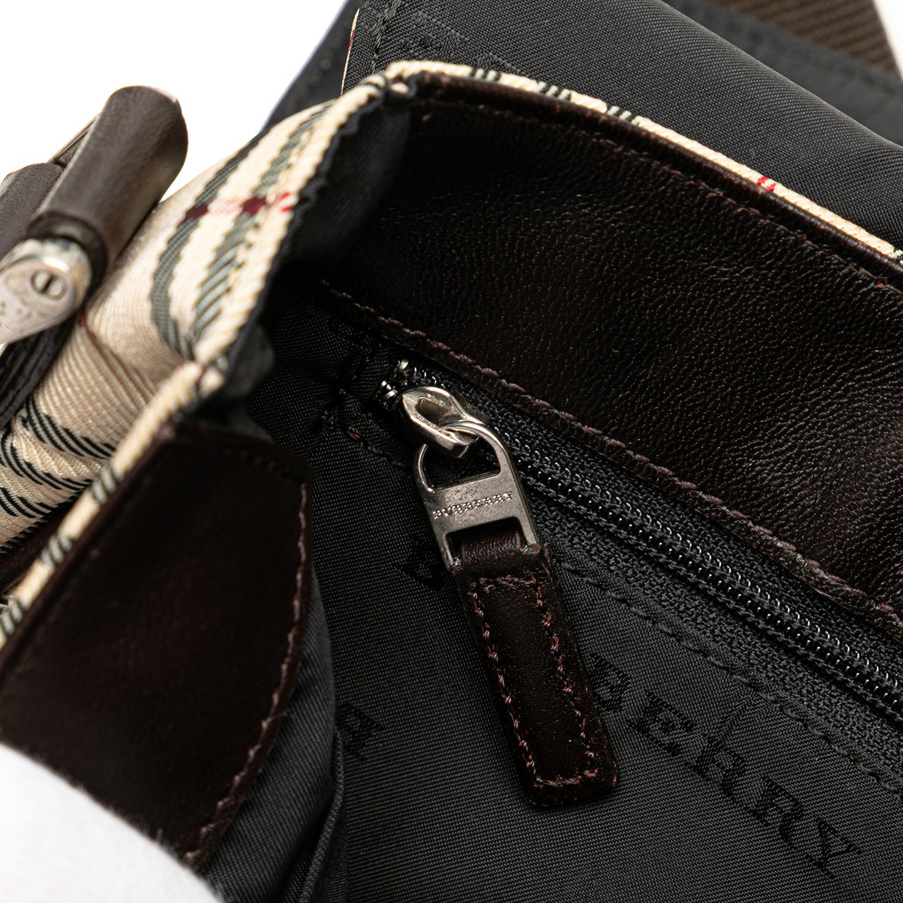 Burberry House Check Canvas Flap Crossbody Bruin