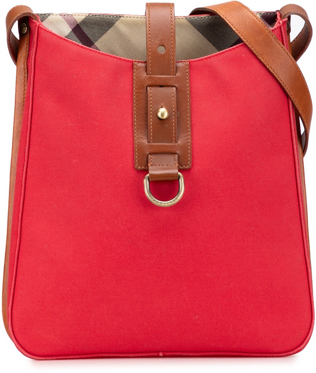 Burberry Supernova Check Trimmed Canvas Crossbody Rood