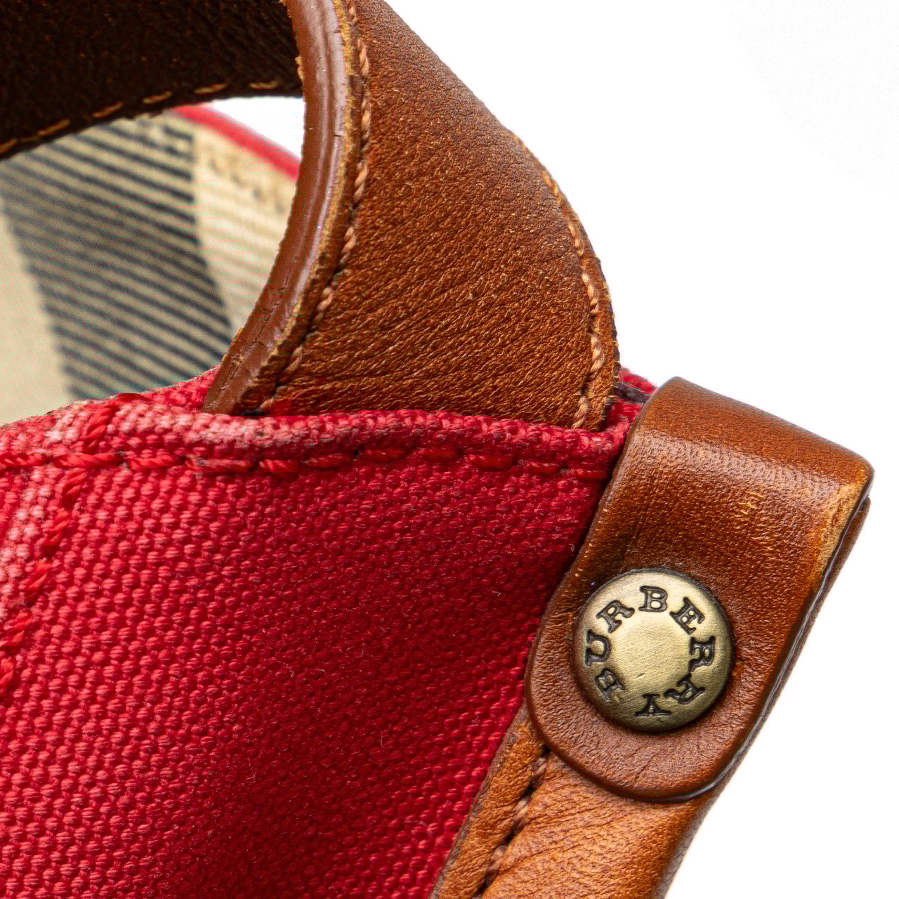 Burberry Supernova Check Trimmed Canvas Crossbody Rood