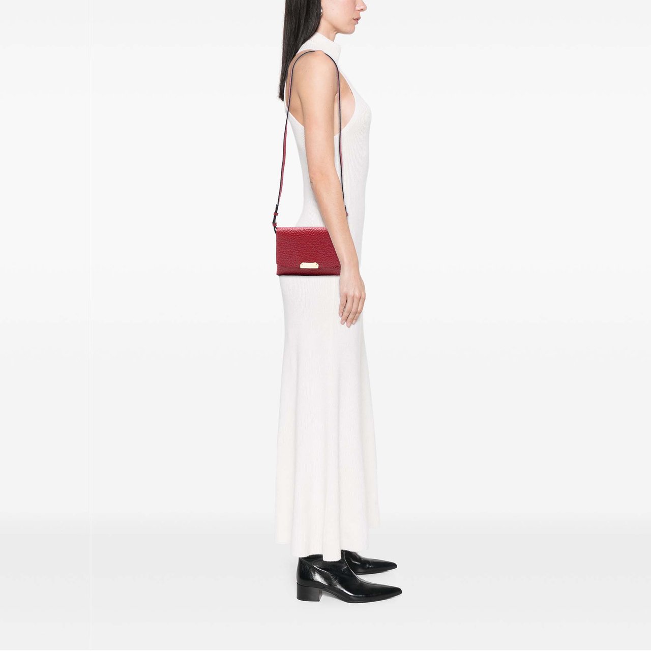 Burberry Embossed Grained Leather Langley Crossbody Rood