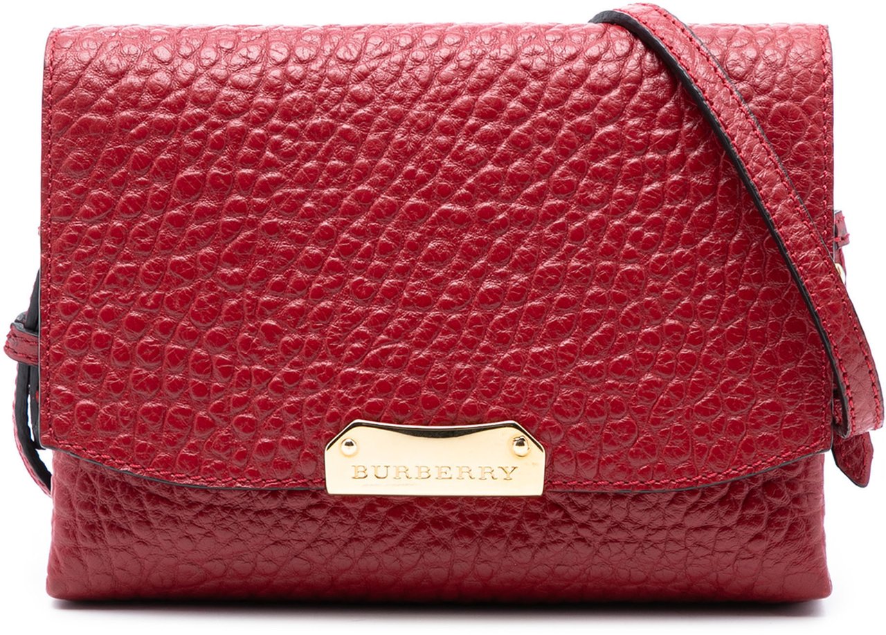 Burberry Embossed Grained Leather Langley Crossbody Rood