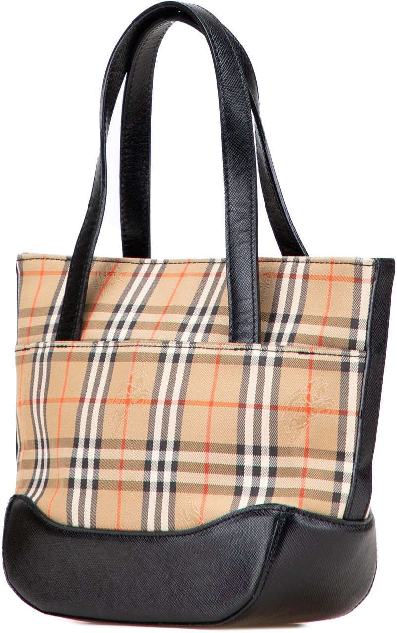 Burberry Haymarket Check Canvas Handbag Bruin