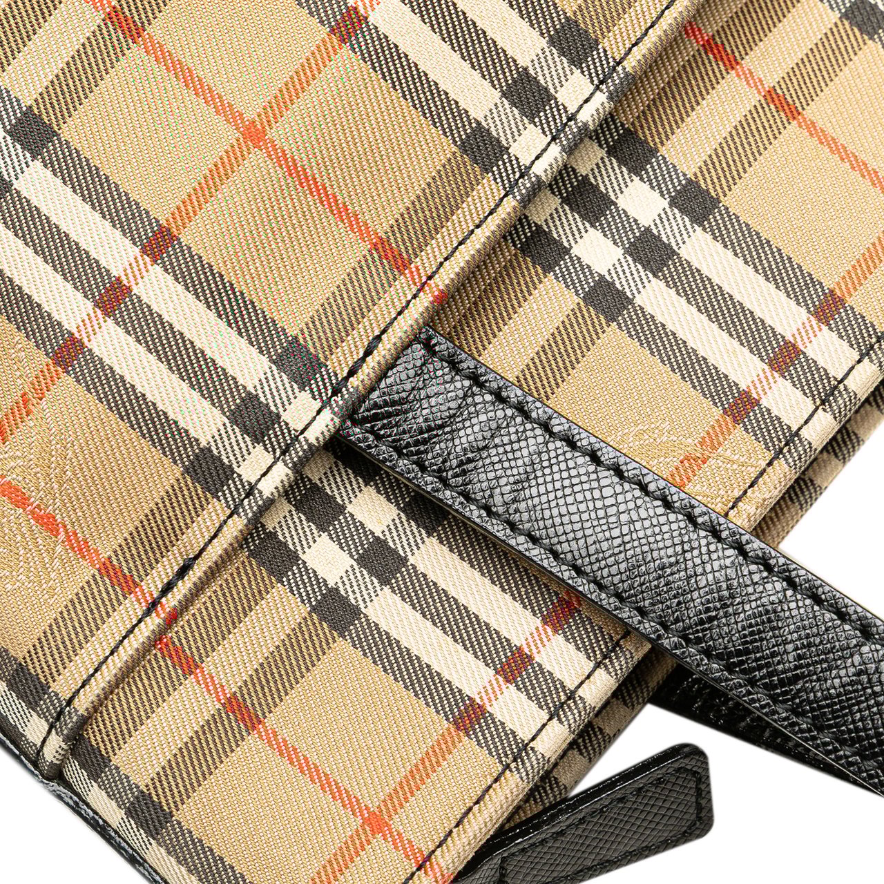 Burberry Haymarket Check Canvas Handbag Bruin