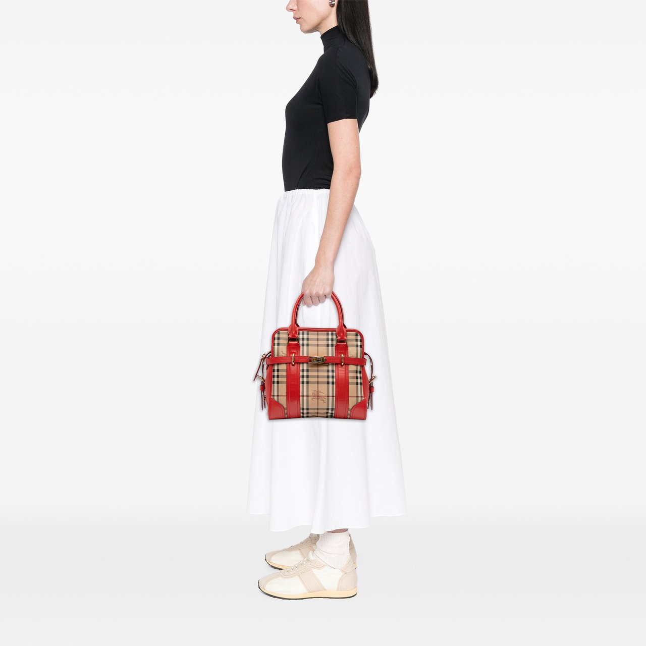 Burberry Haymarket Check Coated Canvas Minford Portrait Satchel Bruin
