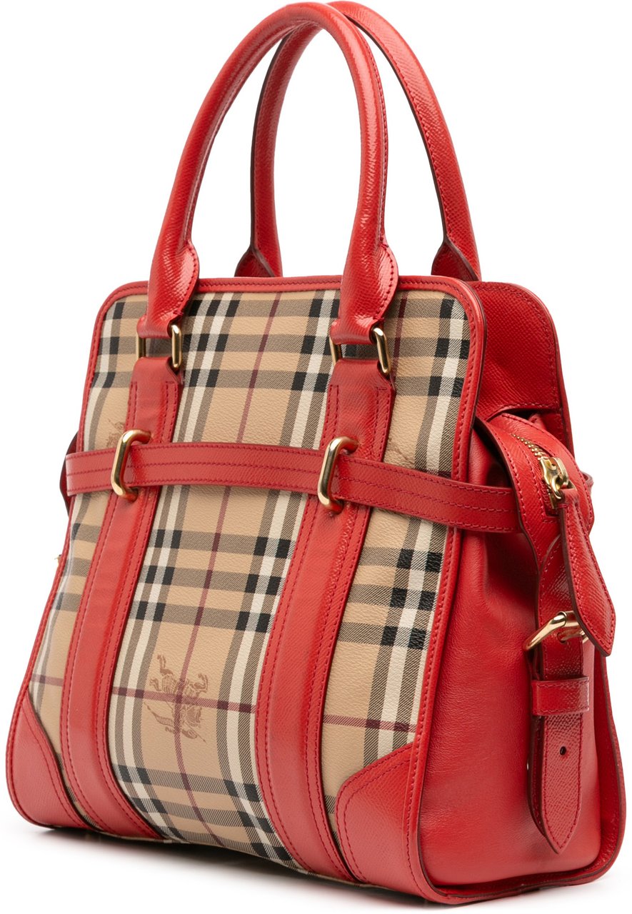 Burberry Haymarket Check Coated Canvas Minford Portrait Satchel Bruin