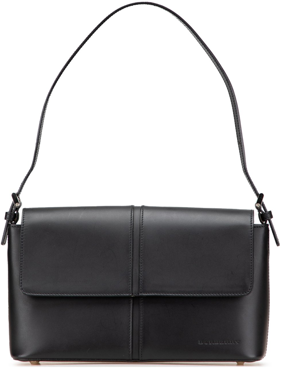 Burberry Leather Flap Shoulder Bag Zwart