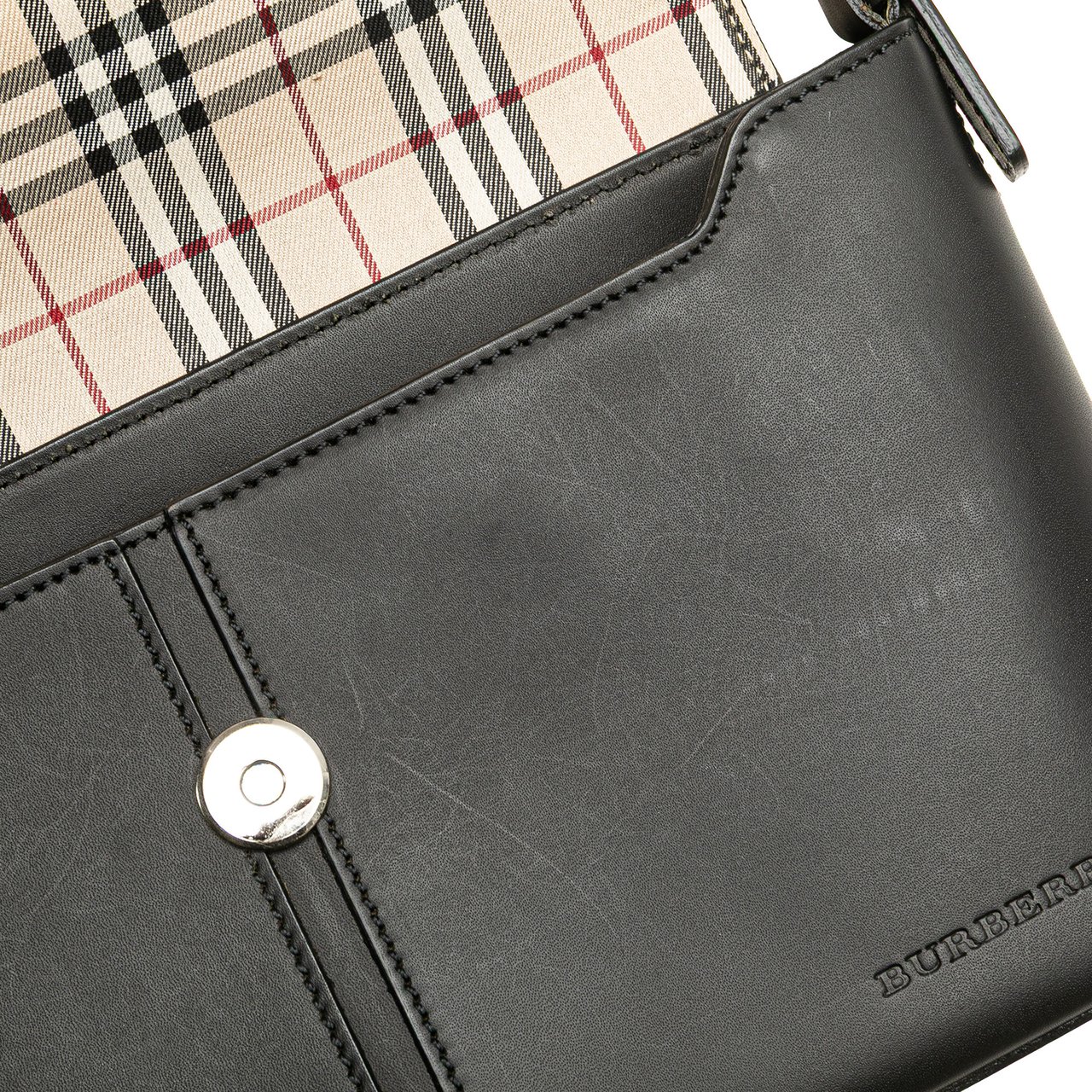 Burberry Leather Flap Shoulder Bag Zwart