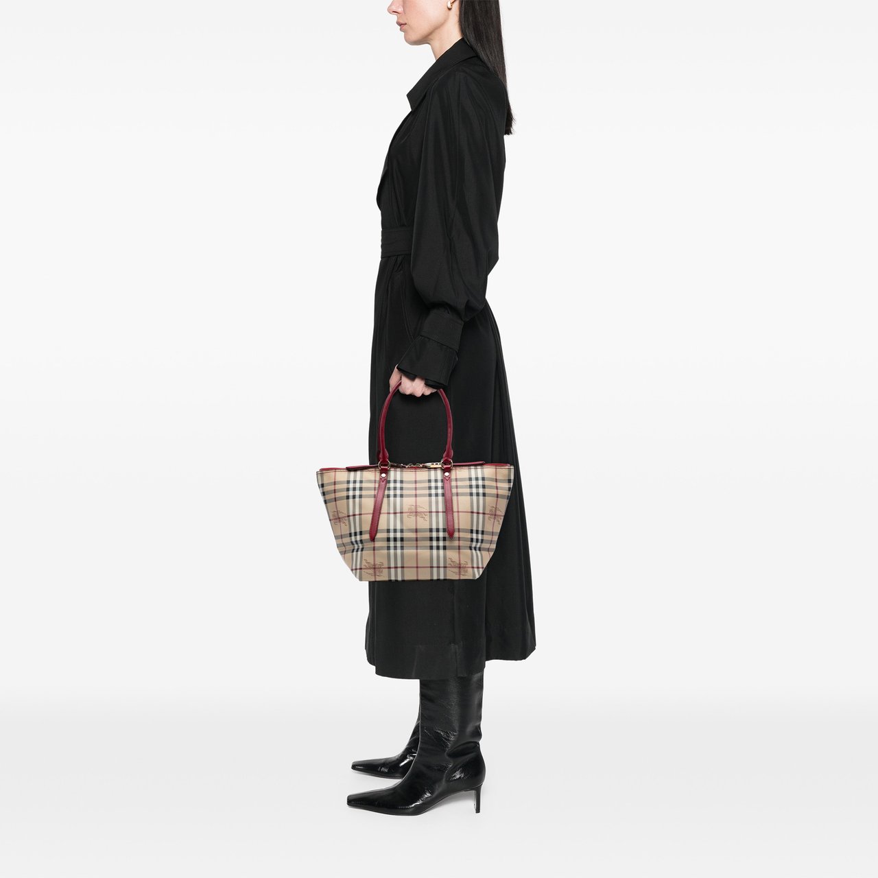 Burberry Small Haymarket Check Coated Canvas Salisbury Tote Bruin